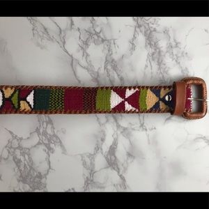 Tribal Print fabric w/genuine leather braided belt